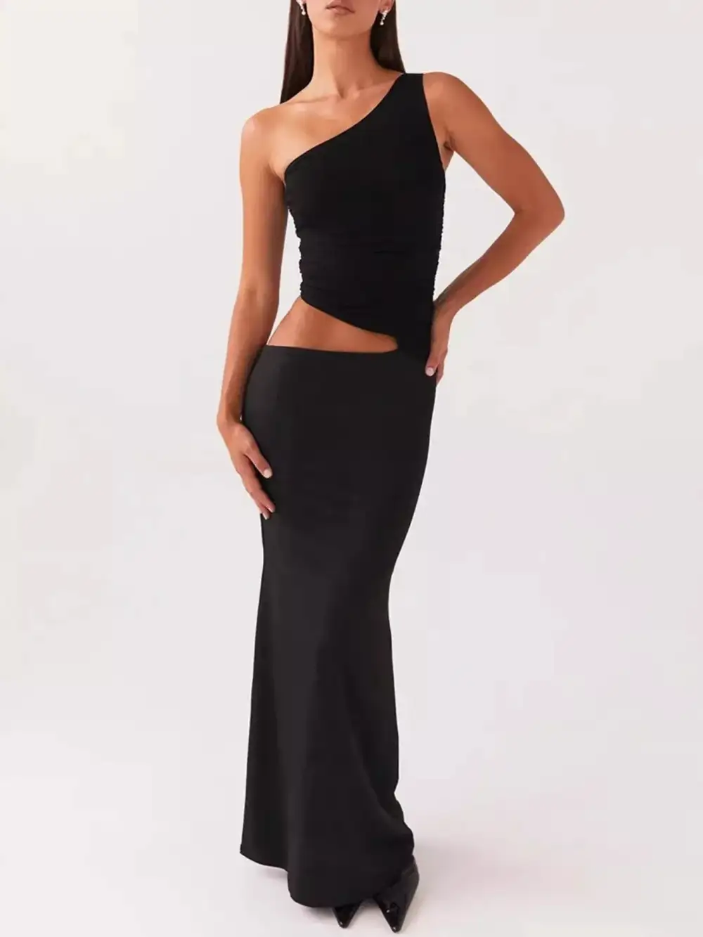 One Shoulder Top and Maxi Skirt Set