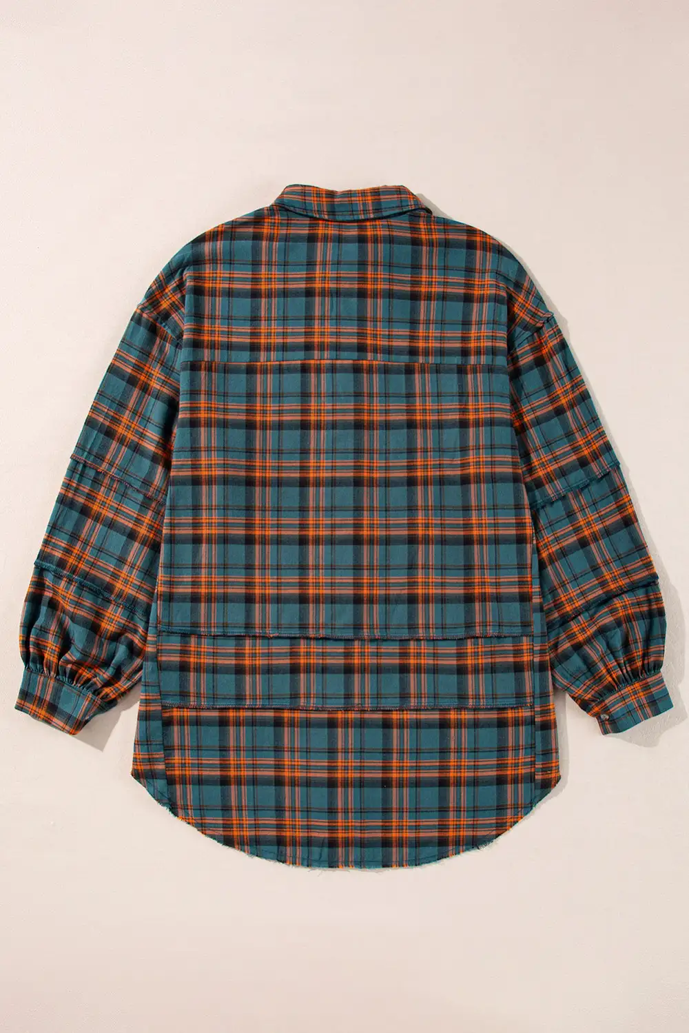 Plaid Western Inspired Split Neck Shirt Blouse