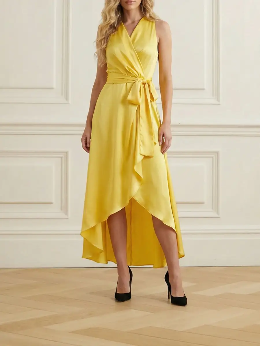 Trim Neck Maxi Dress