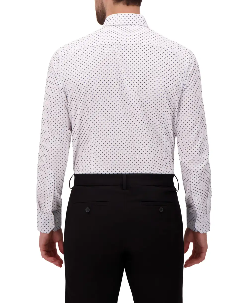 Lightweight Geometric Geometric-Print Four-Way-Stretch Men's Dress Shirt