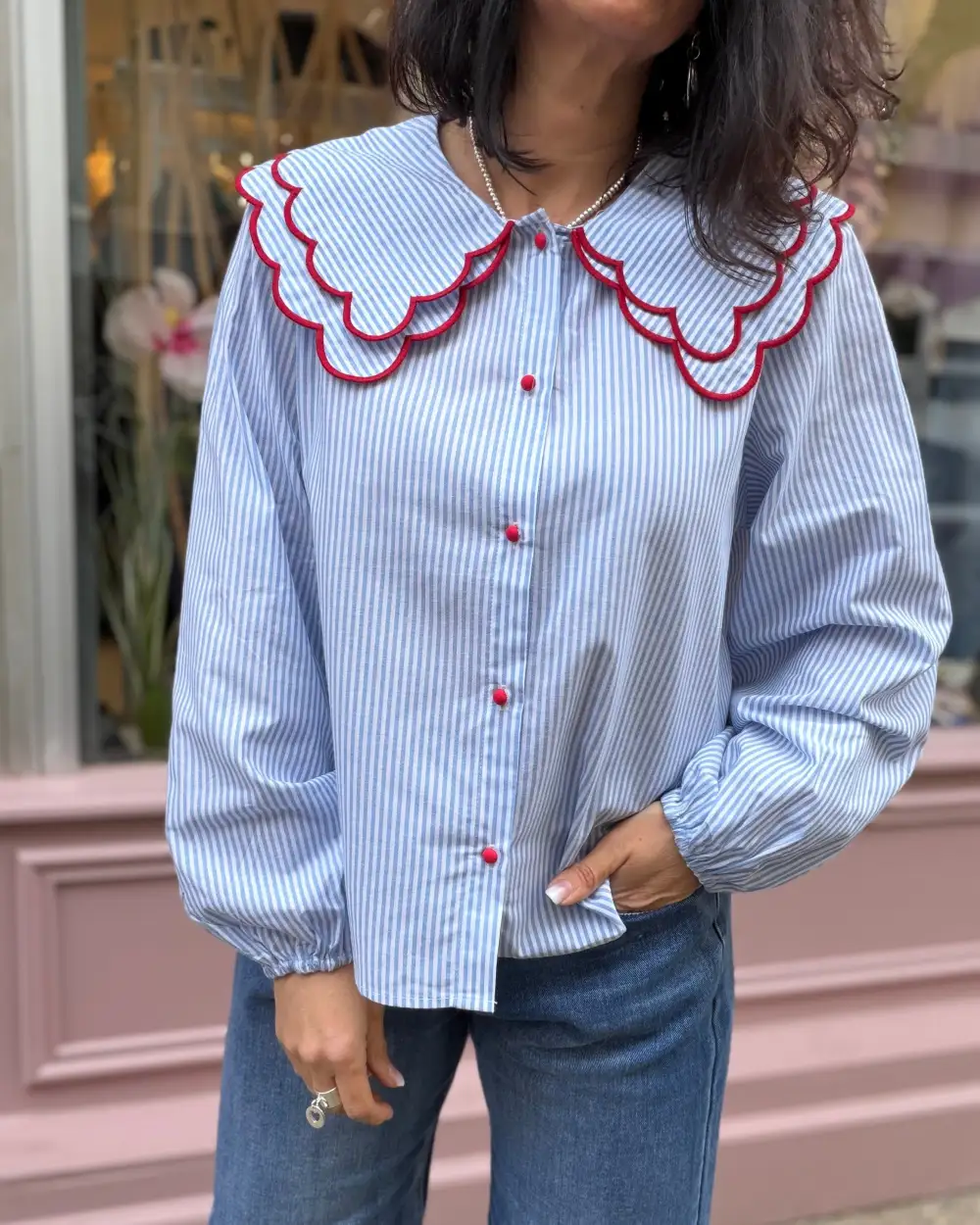 Sleek Cotton Striped Blouse
