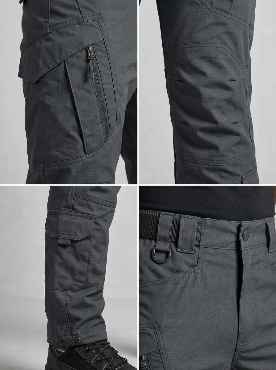 Men's Charcoal Tactical Multi-Pocket Cargo Pants