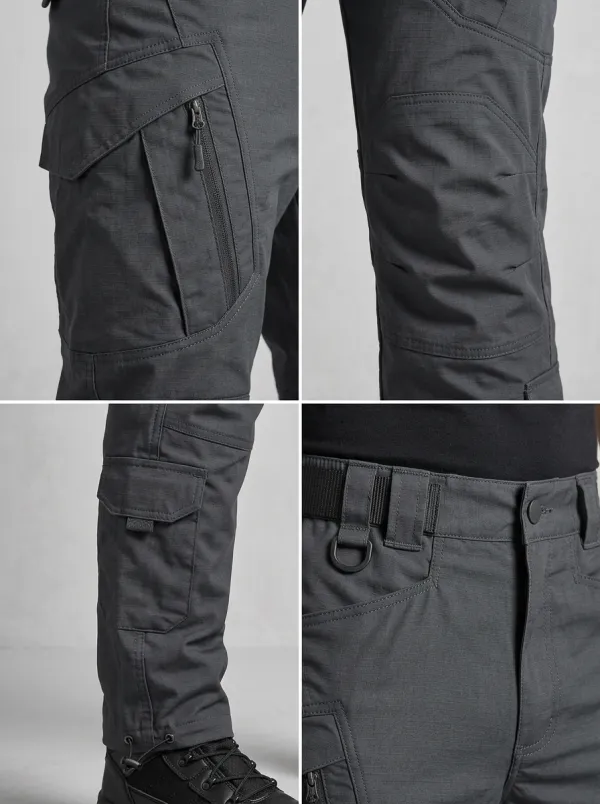 Men's Charcoal Tactical Multi-Pocket Cargo Pants