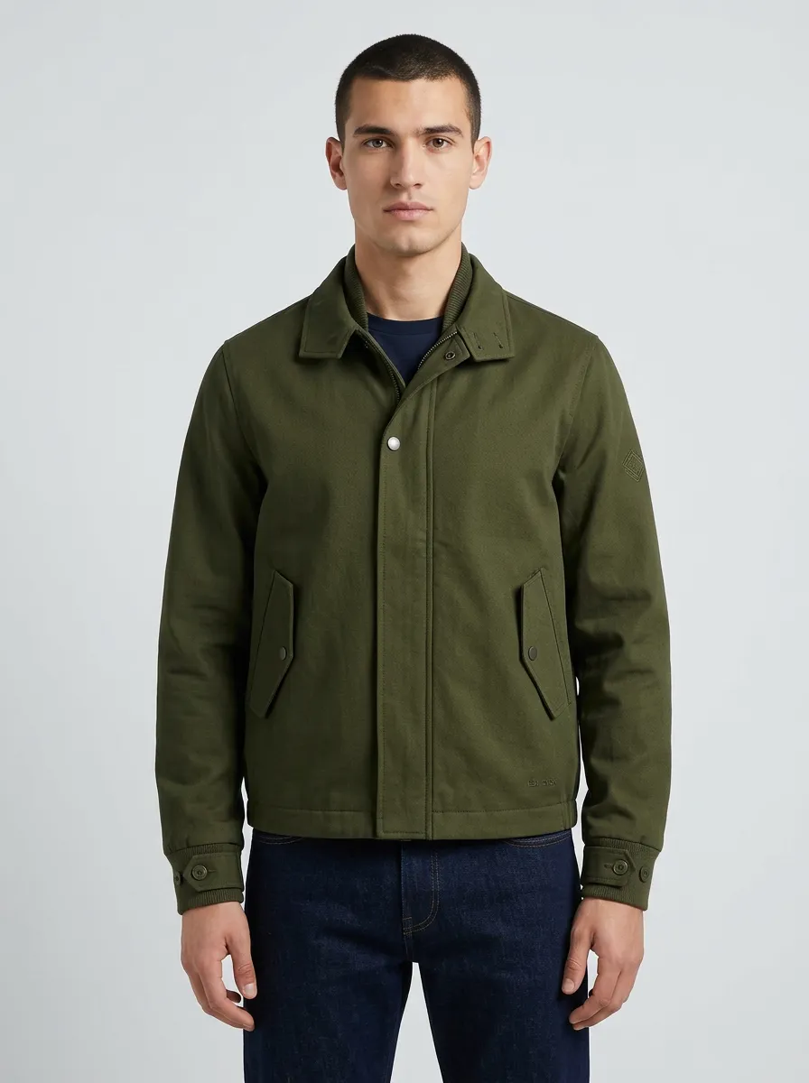 Men's Casual Military Style Olive Green Cotton Jacket