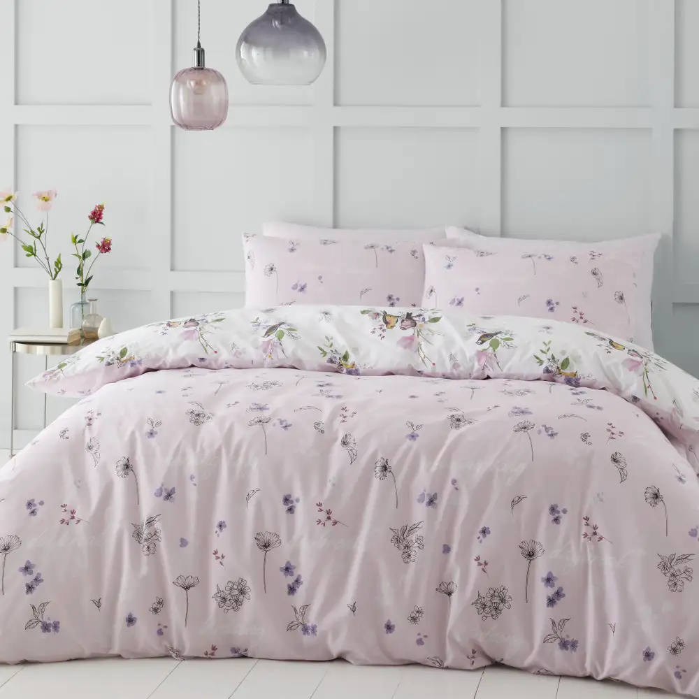 Contemporary Bedroom Floral Cotton Duvet Cover Set