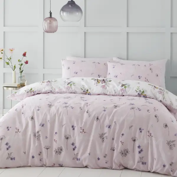 Contemporary Bedroom Floral Cotton Duvet Cover Set