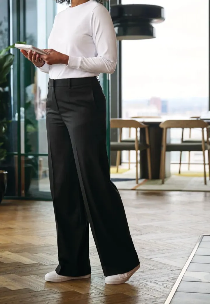 Women's Wide Leg Tailored Fit Stretch Suit Trousers