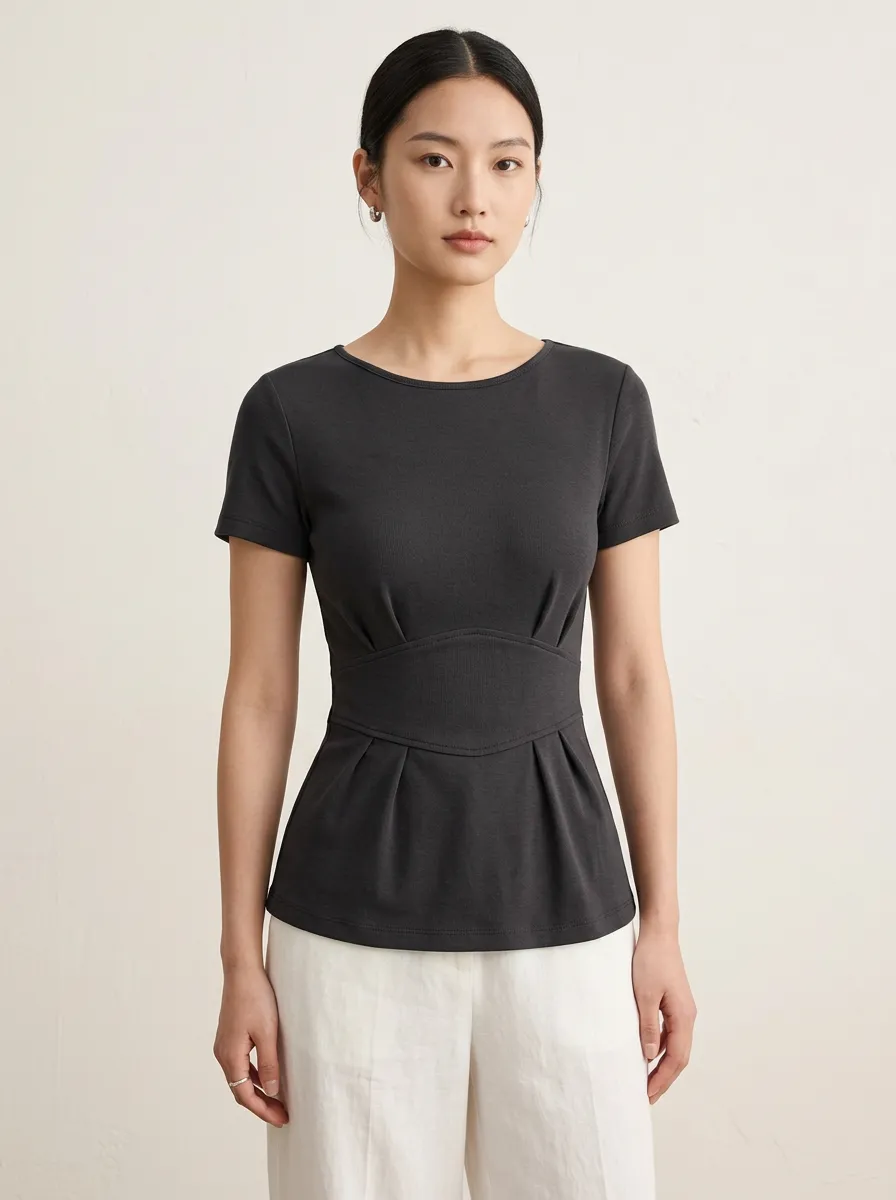 Fitted Peplum Pleated Fitted Peplum Top