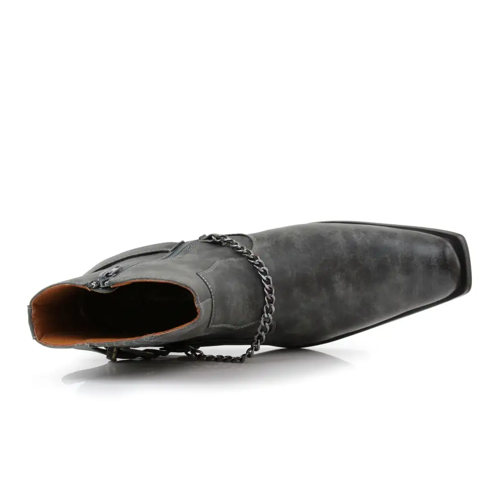 Suede Faux-Leather Pointed-Toe Chelsea Boots