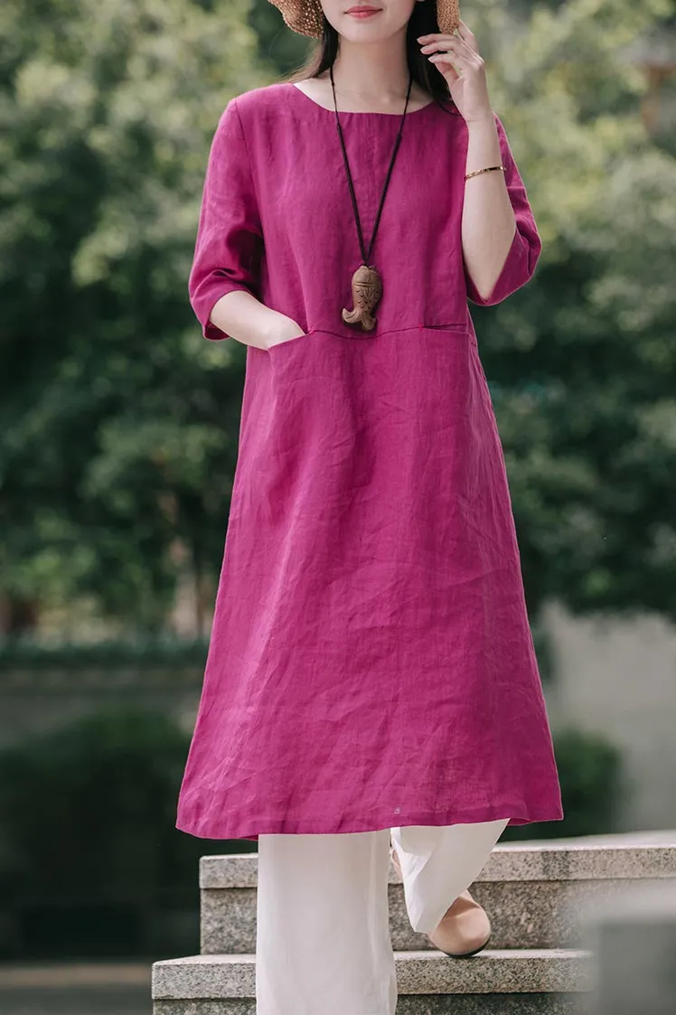 Relaxed Linen Midi Dress