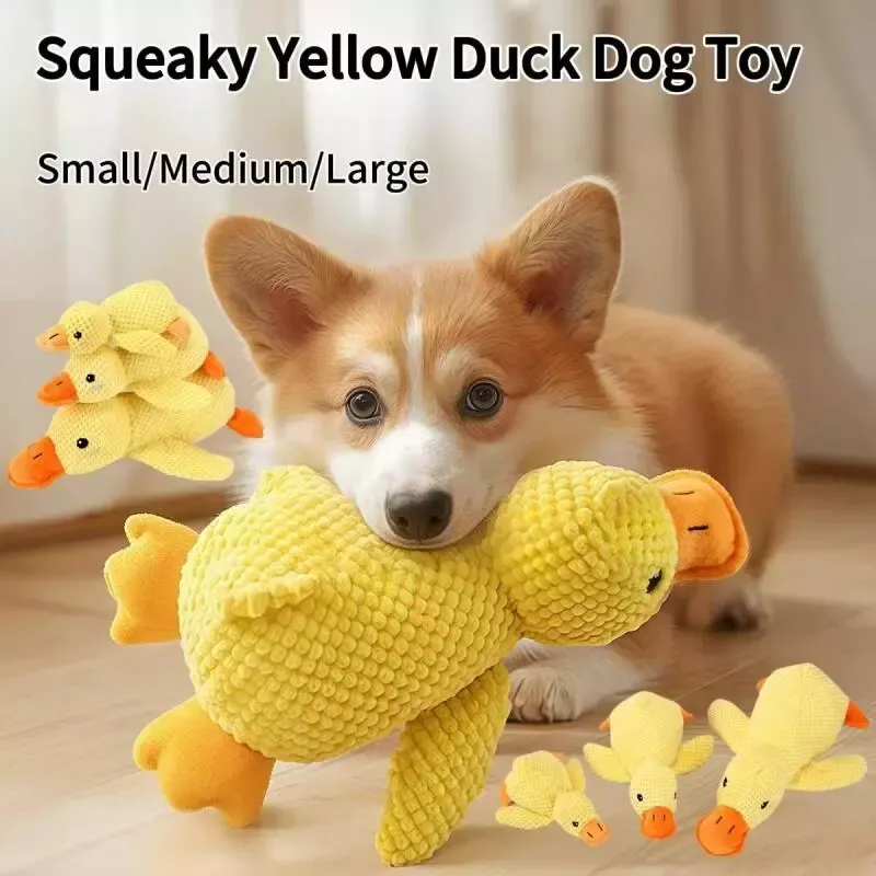 Squeaky Plush Duck Dog Toy Pineapple Fabric Secure Stitching Cotton Filling Bite Resistant Anxiety Relief Teething Pet