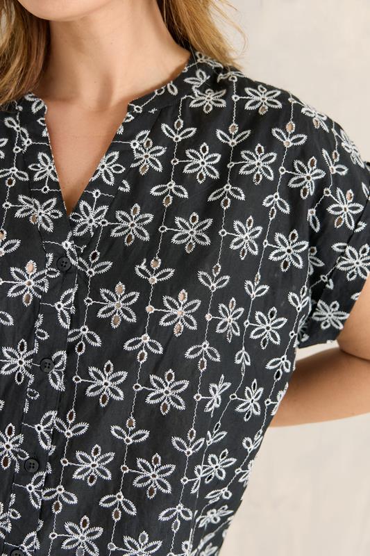 Black Broderie Short Sleeve Shirt detail 3