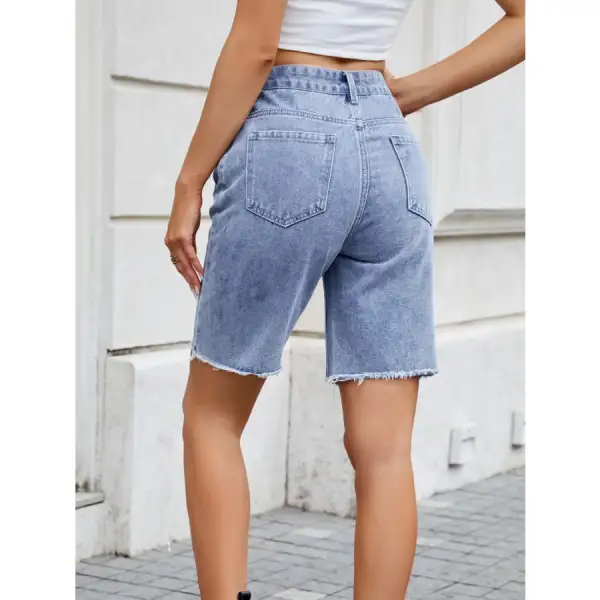 Classic Raw Hem Denim Shorts
