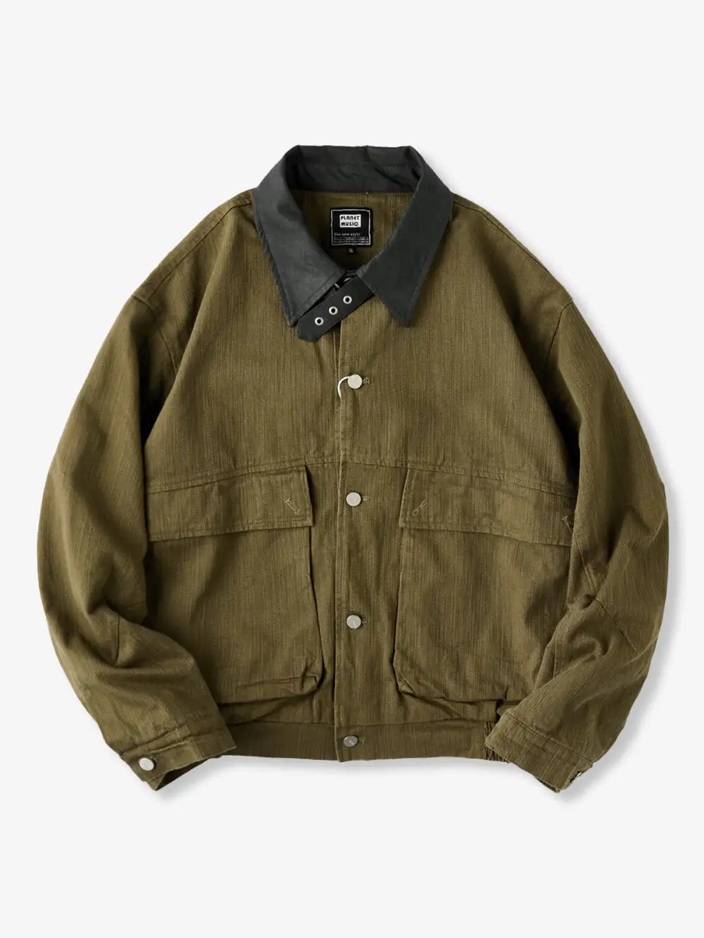 Men's Leather Button Front Field Jacket