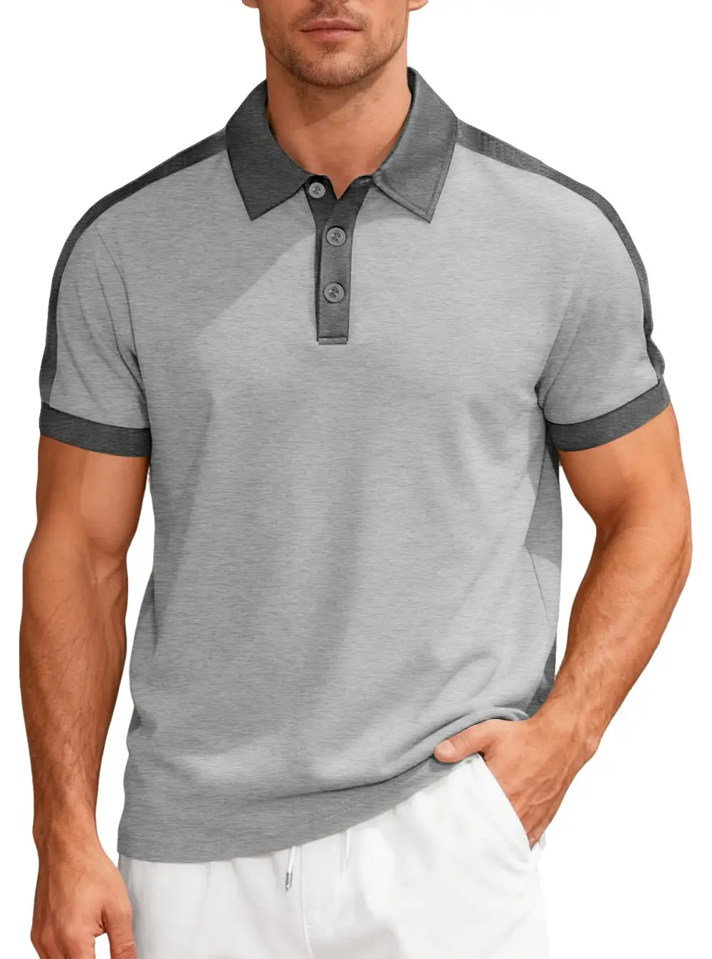 Vintage Contrast Trim Button Placket Polo Shirt