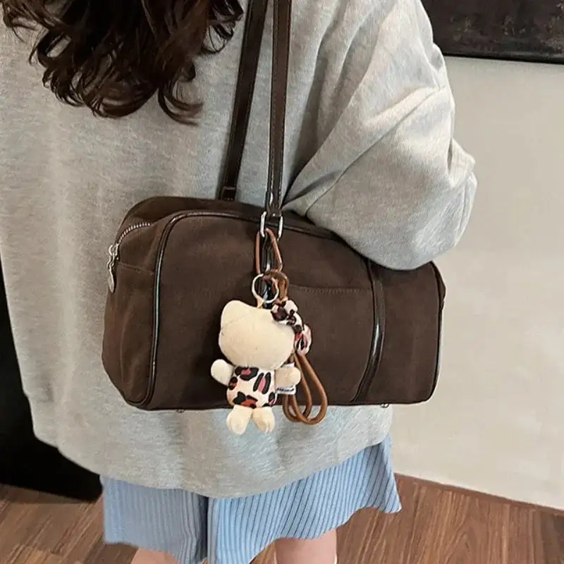 Elegant Faux Suede Saddle Bag Minimalist Shoulder