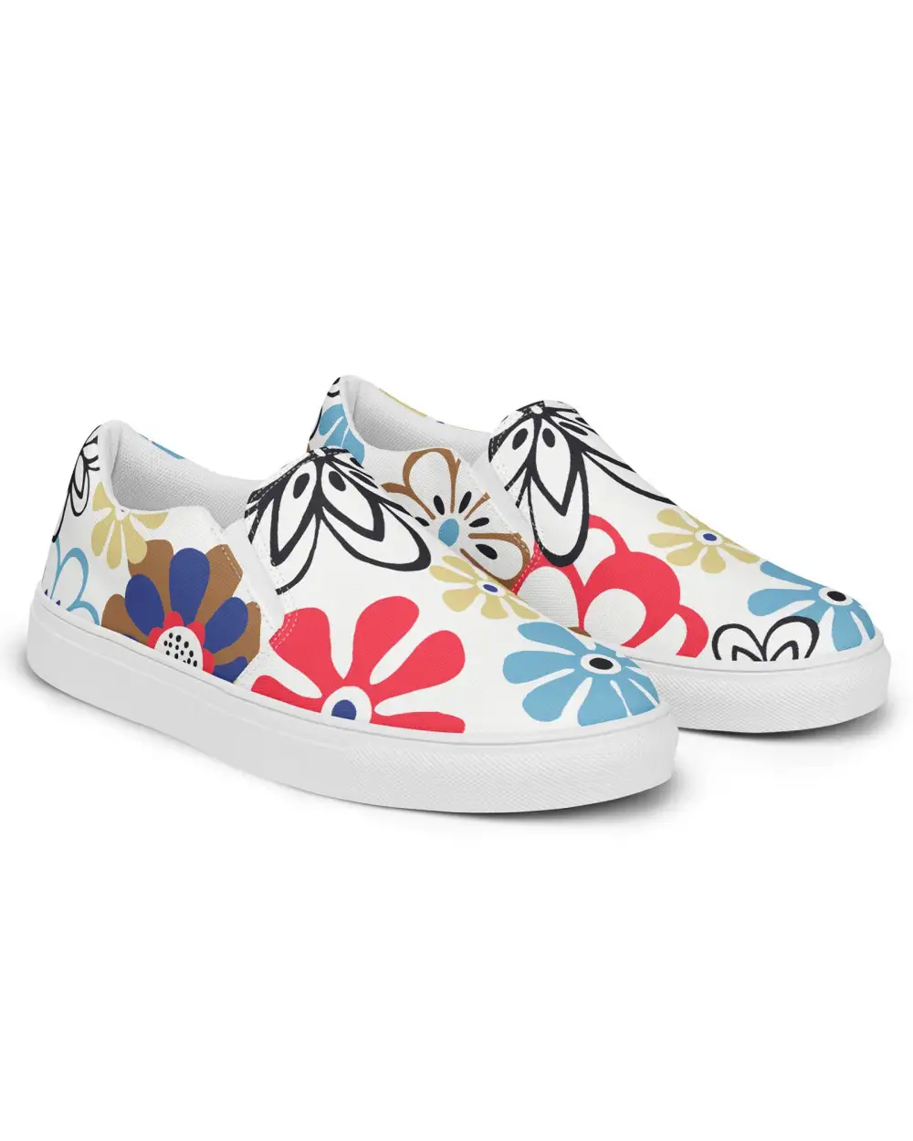 Abstract Floral Slip On Shoes