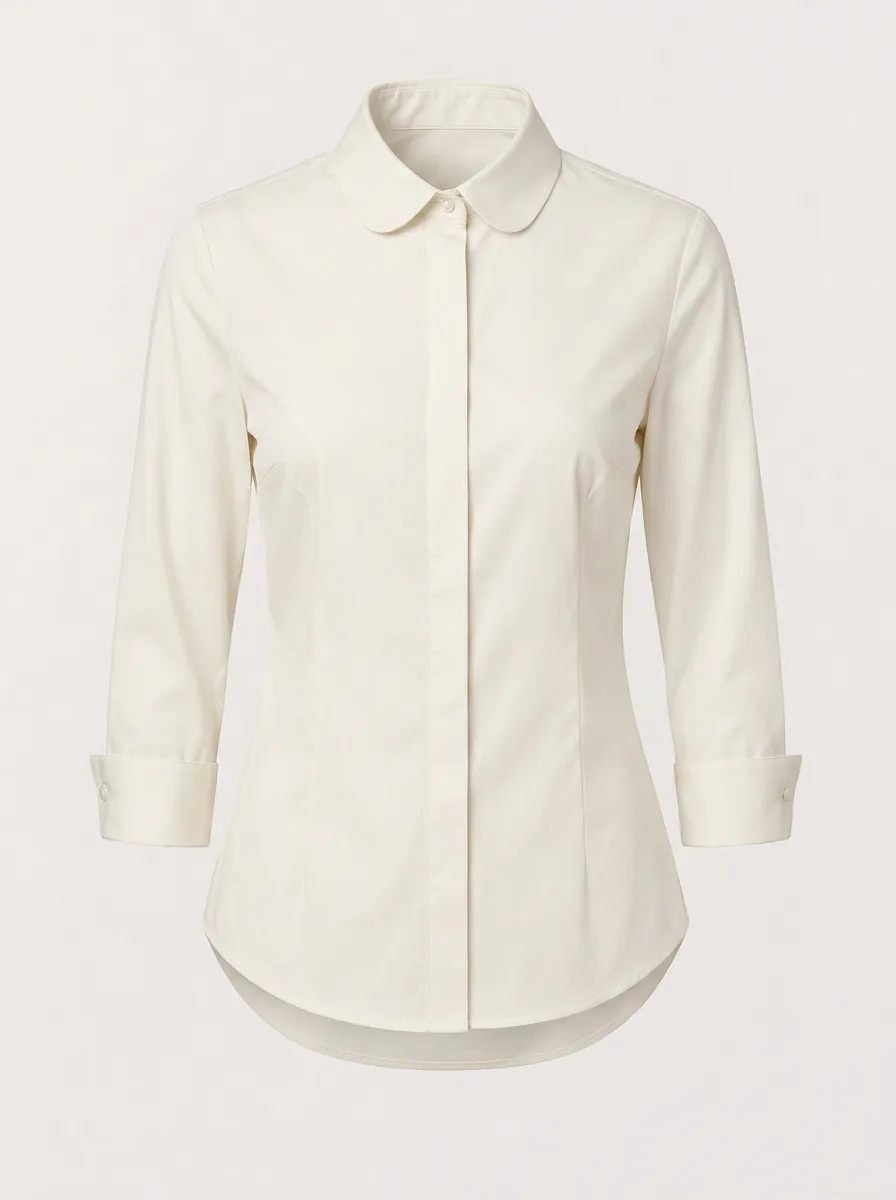 Women's Peter Pan Collar Three-Quarter Sleeve Button Up Shirt