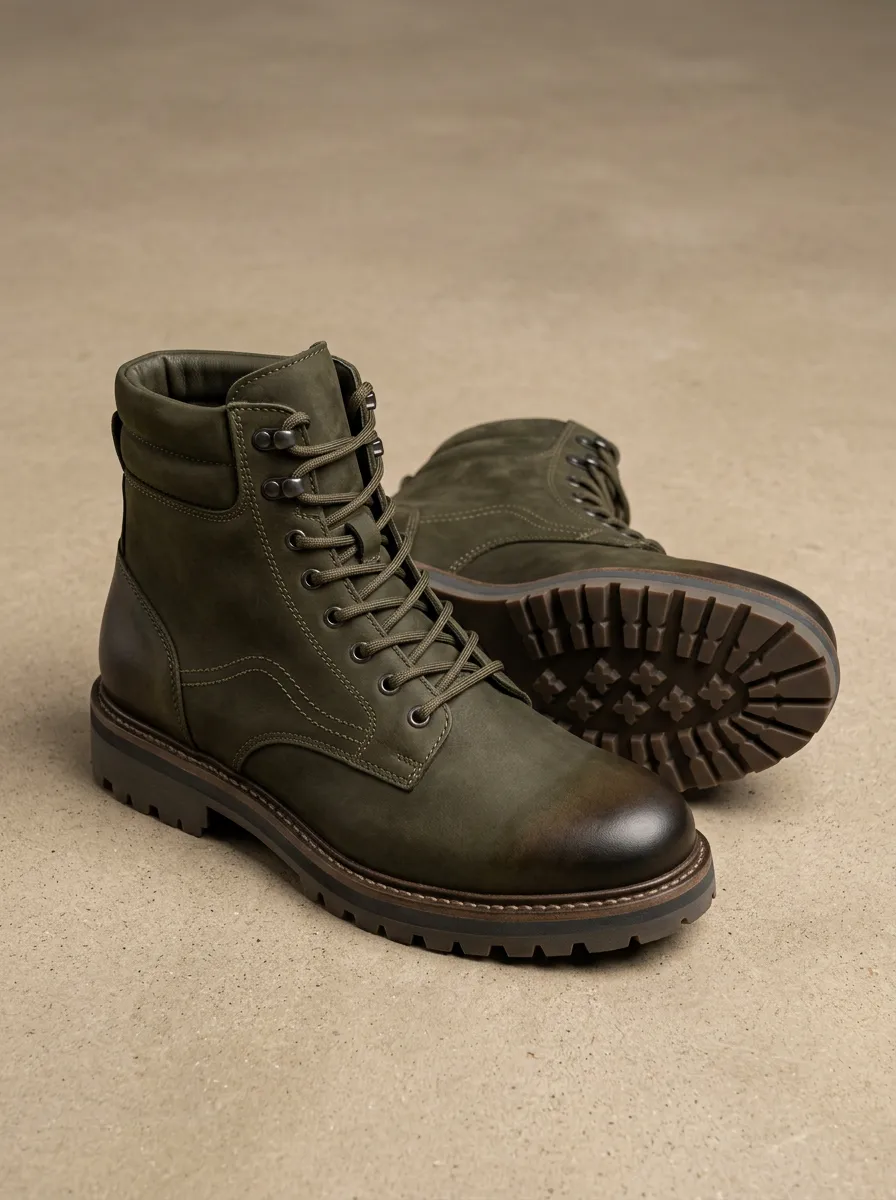 Unisex Vintage Leather Style Work Boots