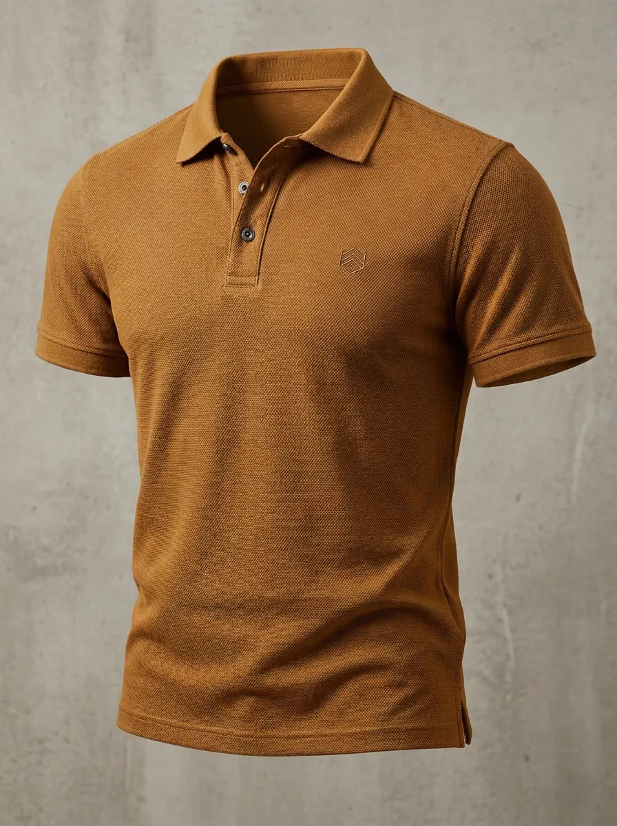 Geometric-Detail Embroidered-Detail Men's Polo Shirt