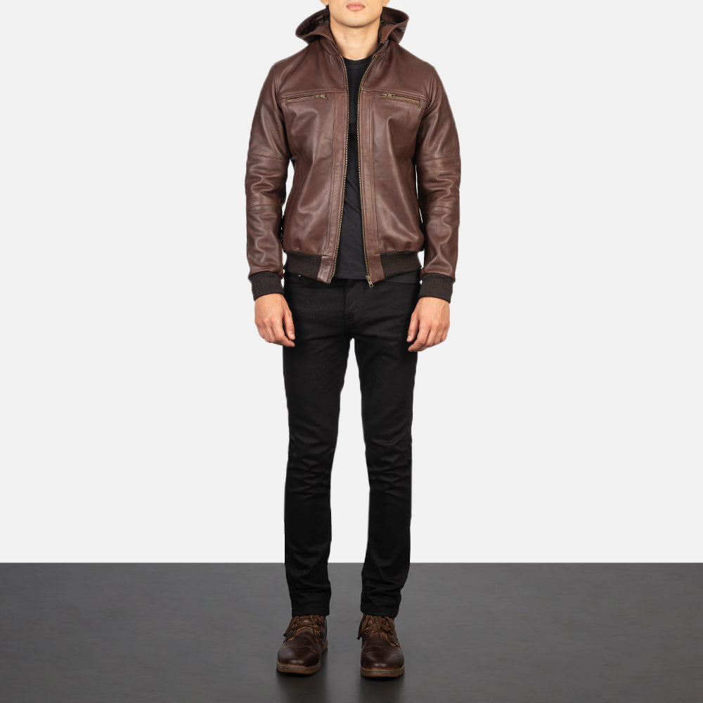 Men's Clean Line Bomber Leather Jacket