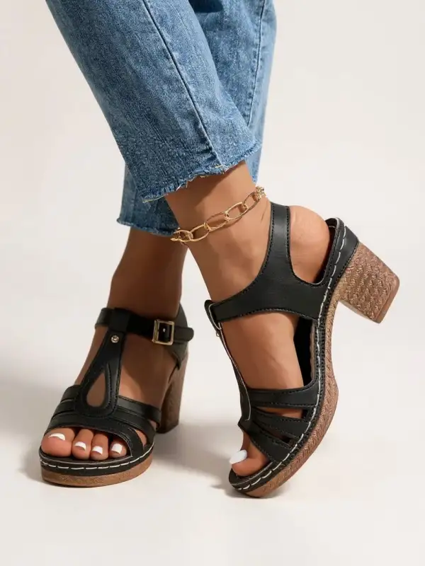  Gladiator Strappy Block Heel Sandals Apparel