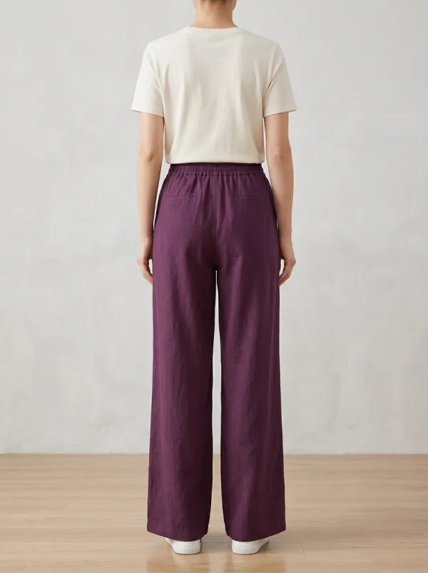 Women's Patch-Pocket Drawstring Wide-Leg Trousers