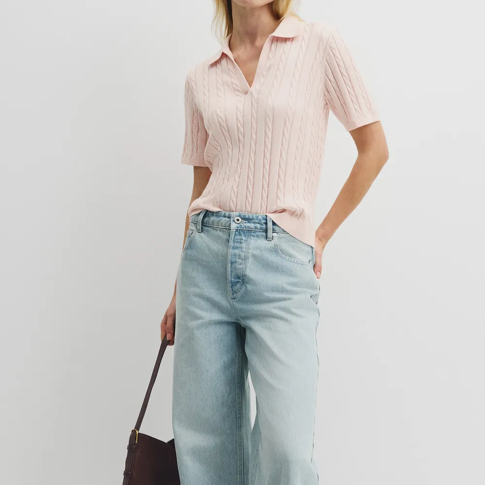 Women's Cable Knit Polo Shirt