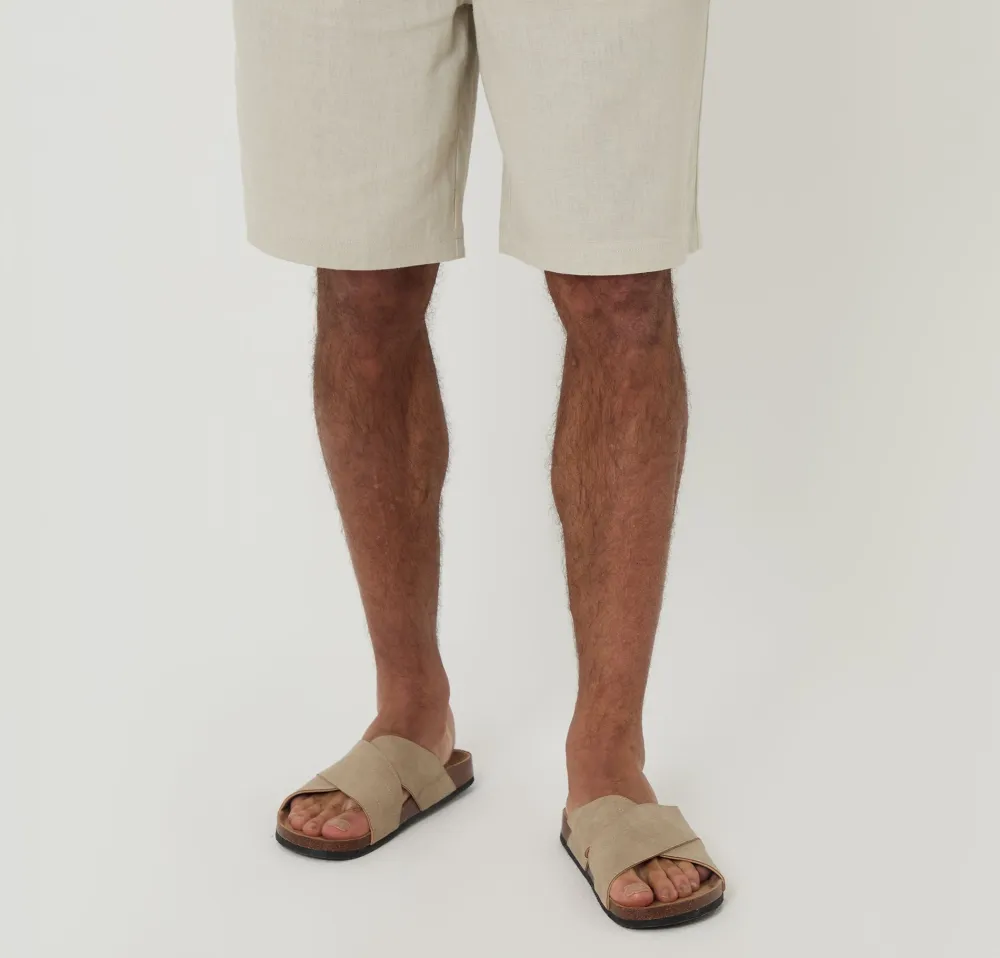 Men's Light Stone Linen Blend Shorts
