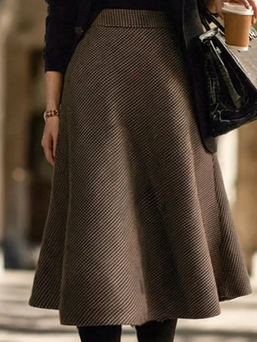 A-Line High Waist Midi Skirt