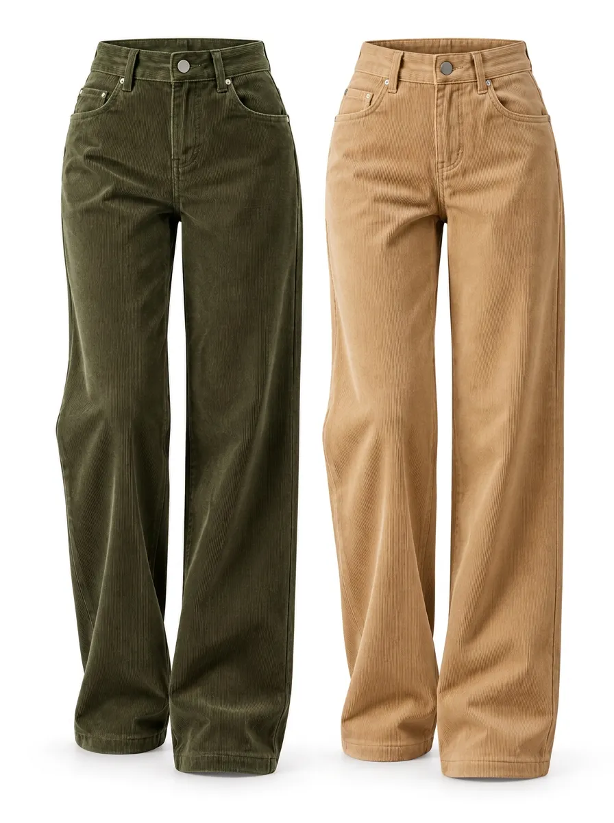 Comfort Focused Straight Leg Relaxed Straight Relaxed Fit Women's Two Pack Straight Leg Corduroy Pants