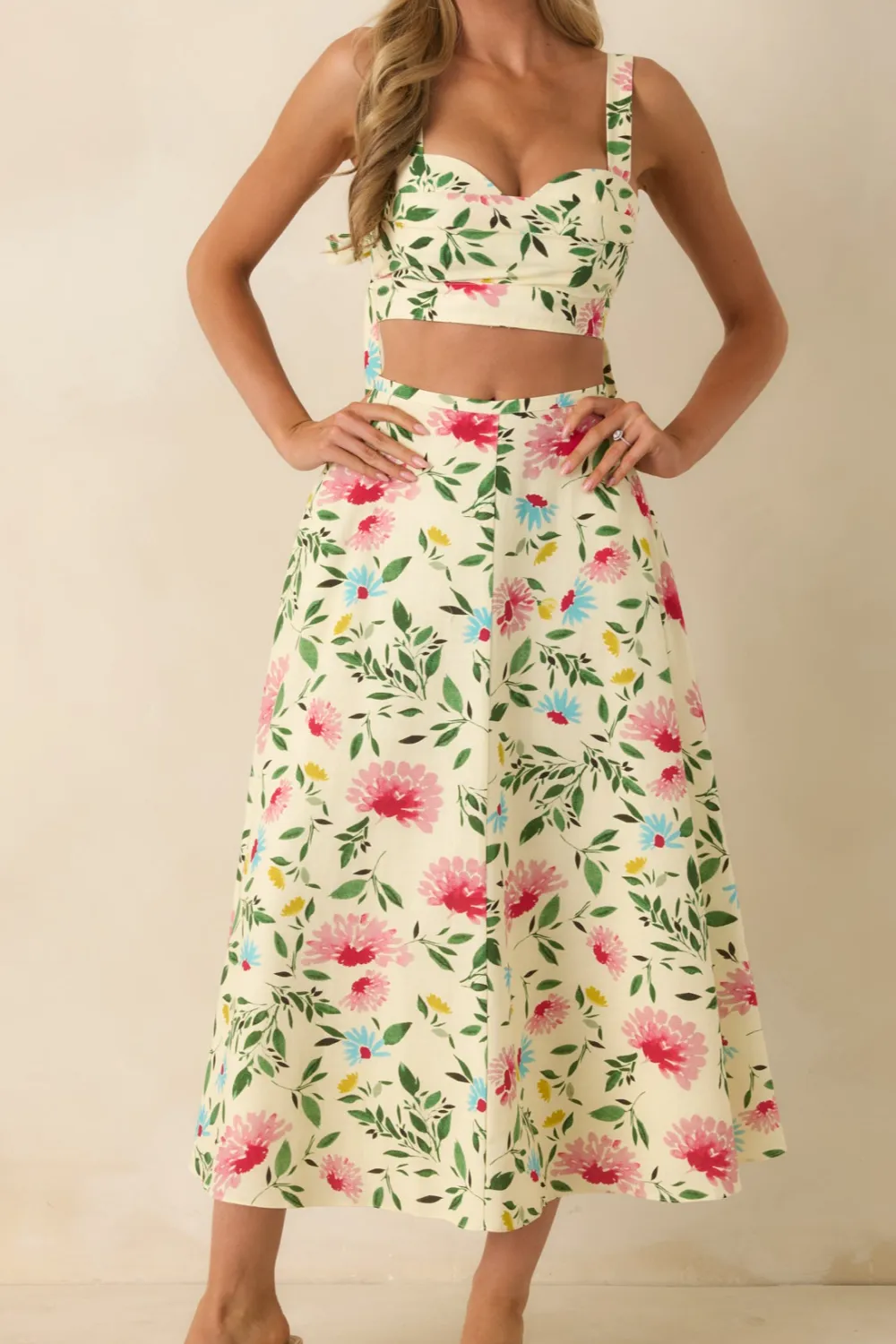 Multicolor Floral Midi Skirt