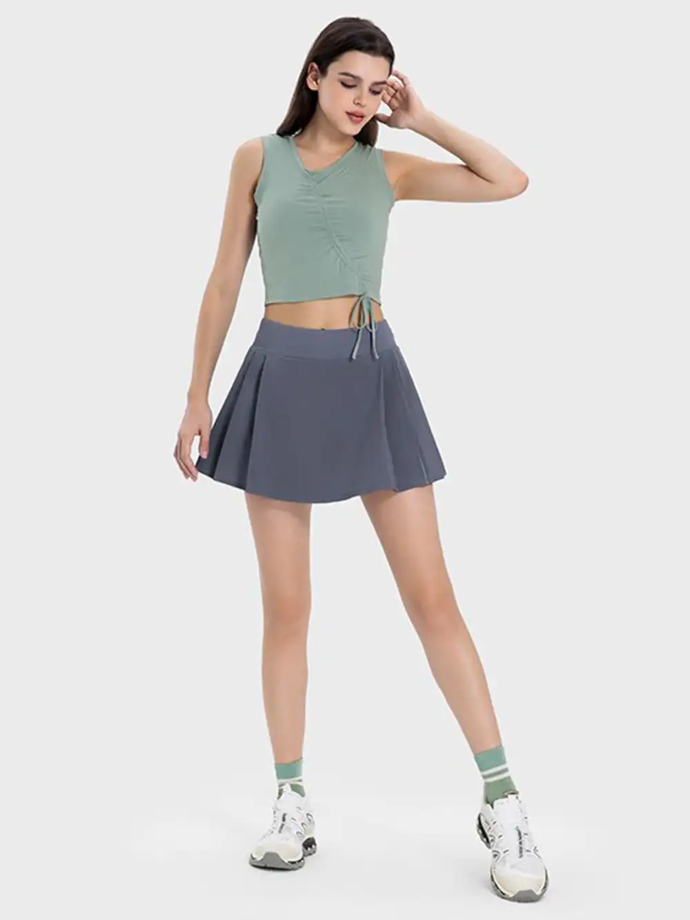 Textured Pleated Detail Skirt
