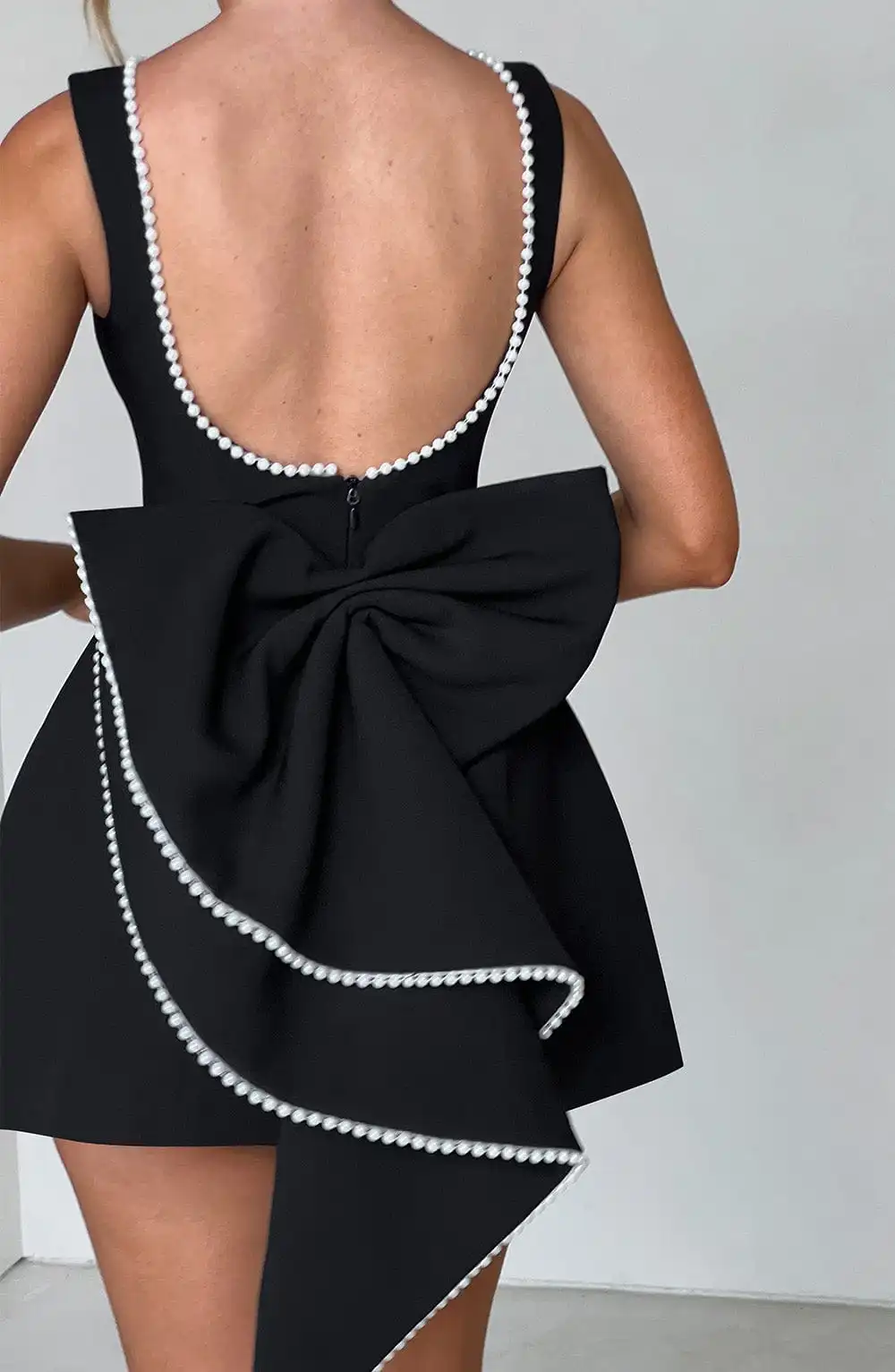 Structured Bow Back Mini Dress