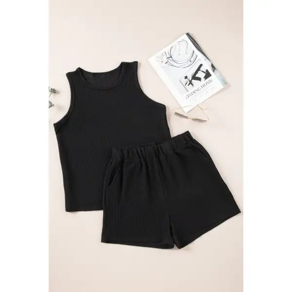 Relaxed Round Neck Sleeveless Top and Shorts Set