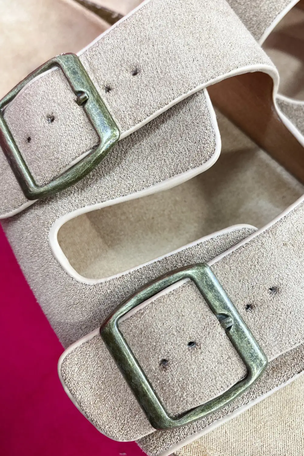 Suede Buckle Decor Footbed Sandals Slide Slippers