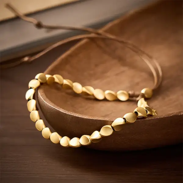 Copper Irregular Shaped Bead String Bracelet
