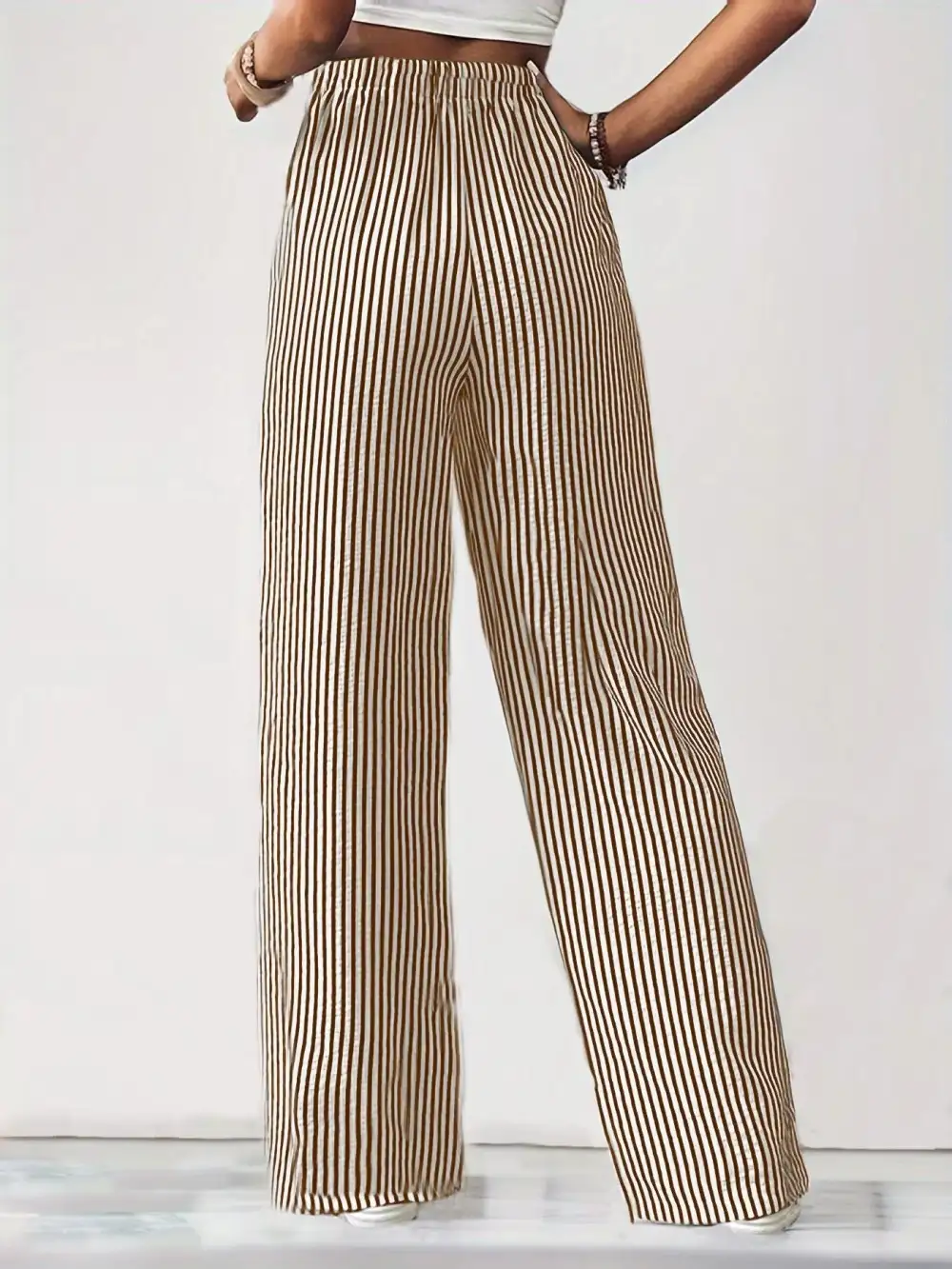Sequin Striped High Rise Wide Leg Pants