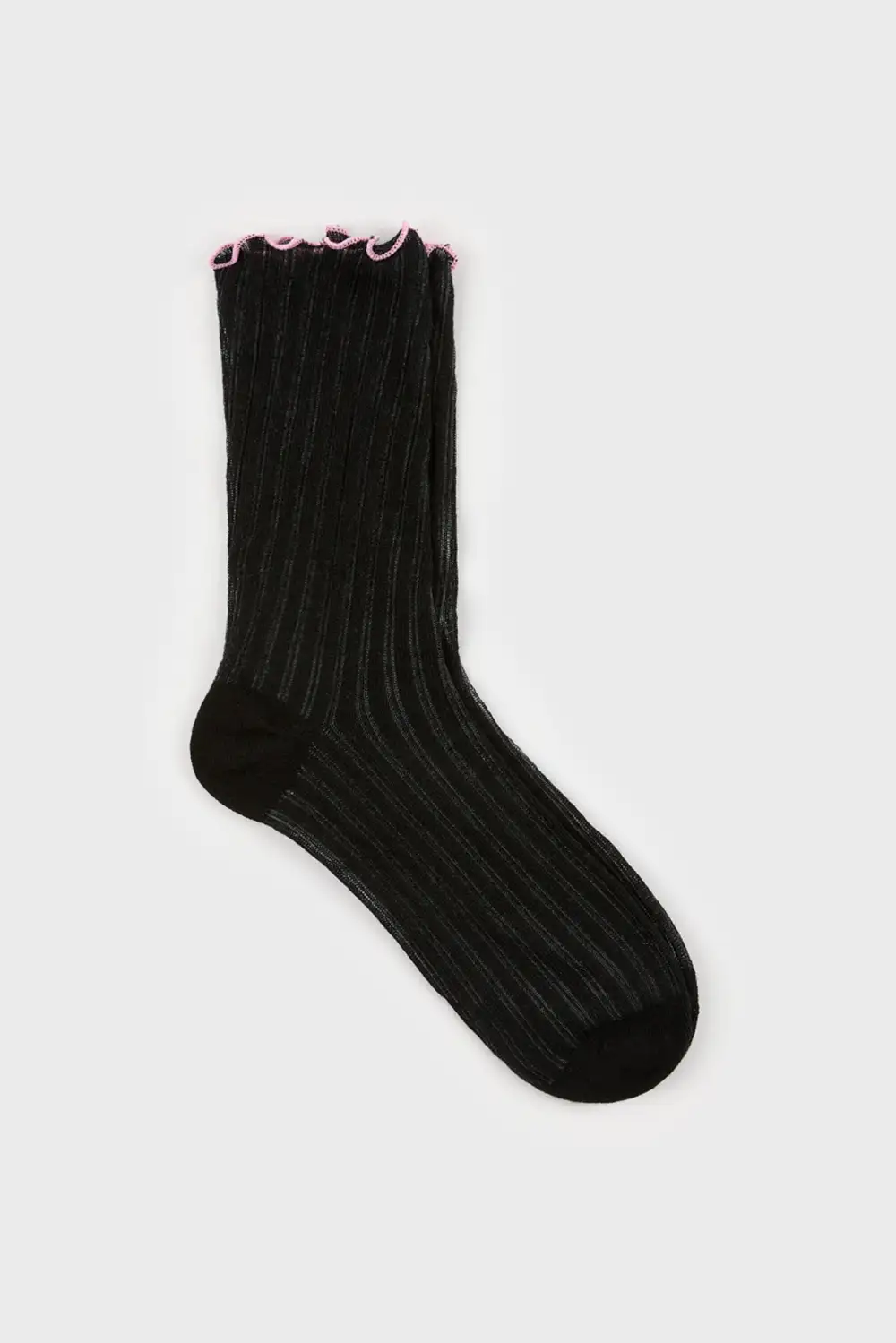 Ribbed Ruffle Trim Socks