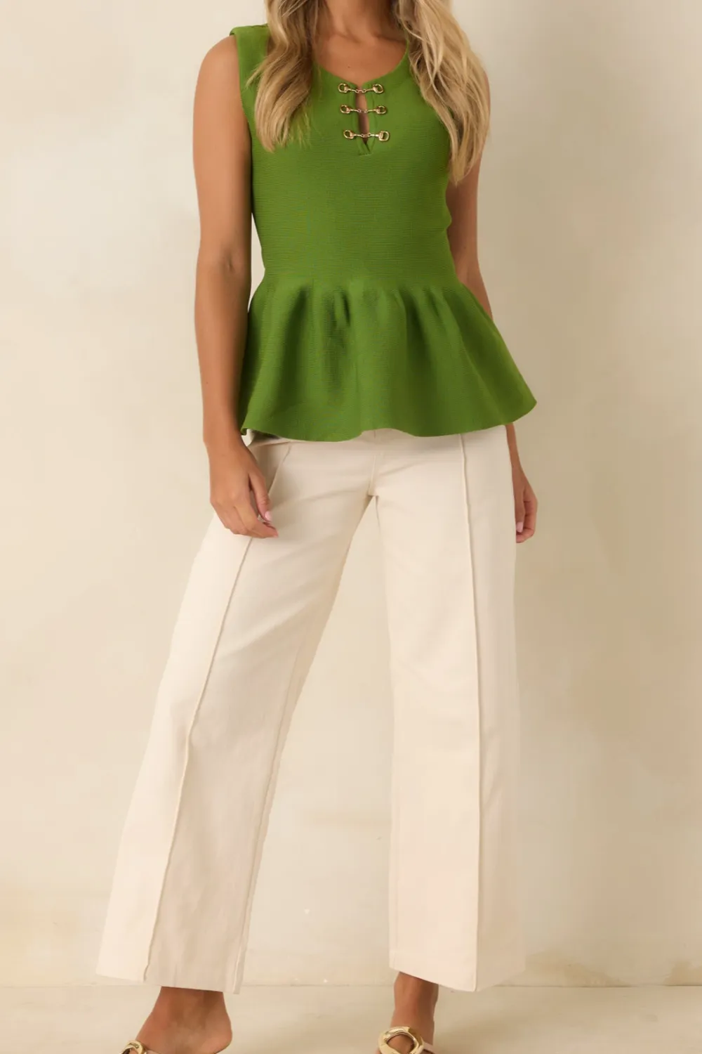 Cotton Cropped Wide Leg Pants