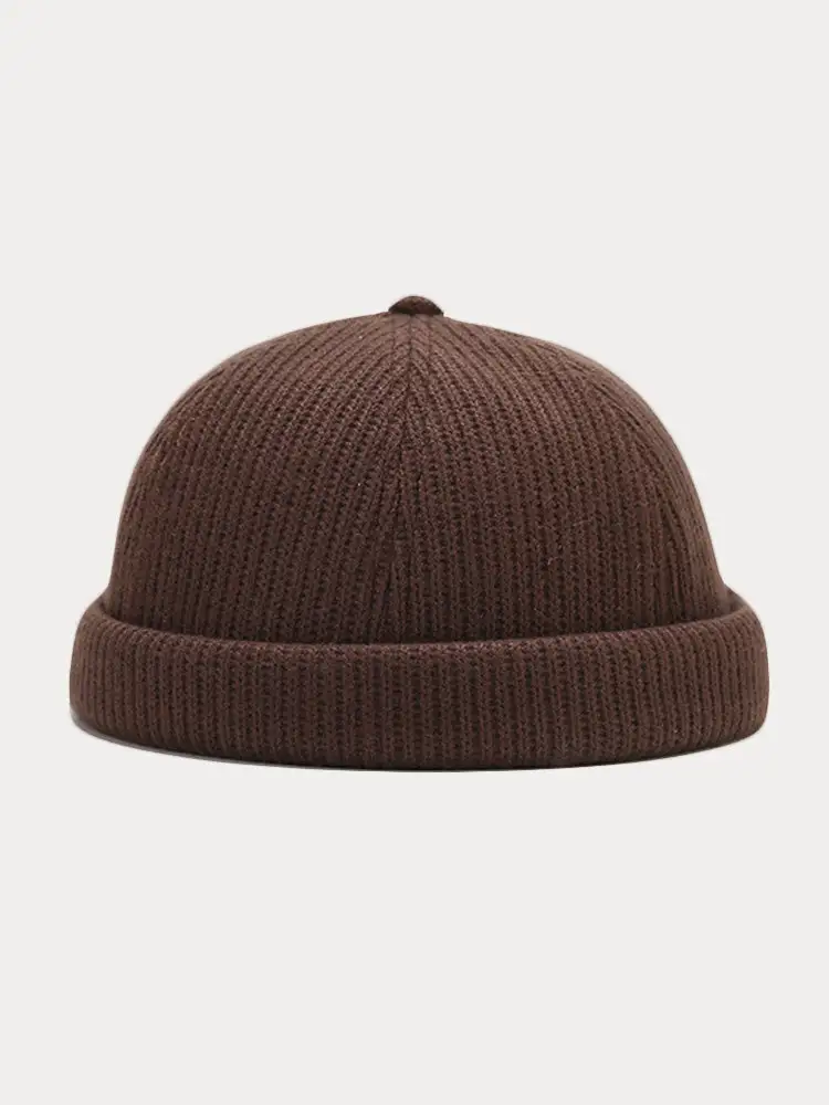 Vintage-Inspired Knit Brimless Beanie Hat