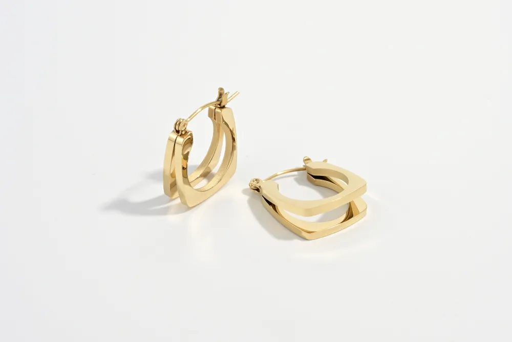 Geometric Charm Hoop Earrings