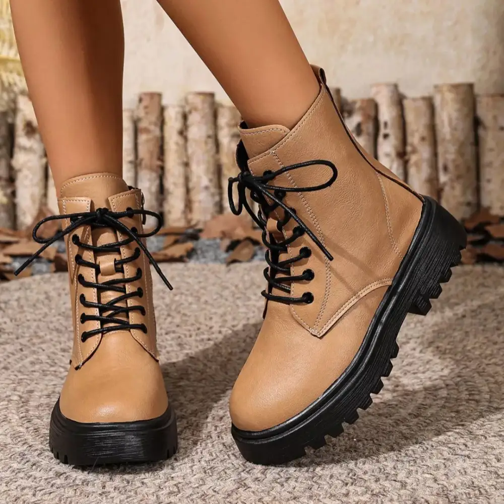 Lace Up Ankle Combat Boots