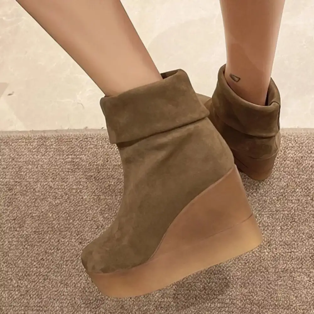 Round Toe Wedge Boots