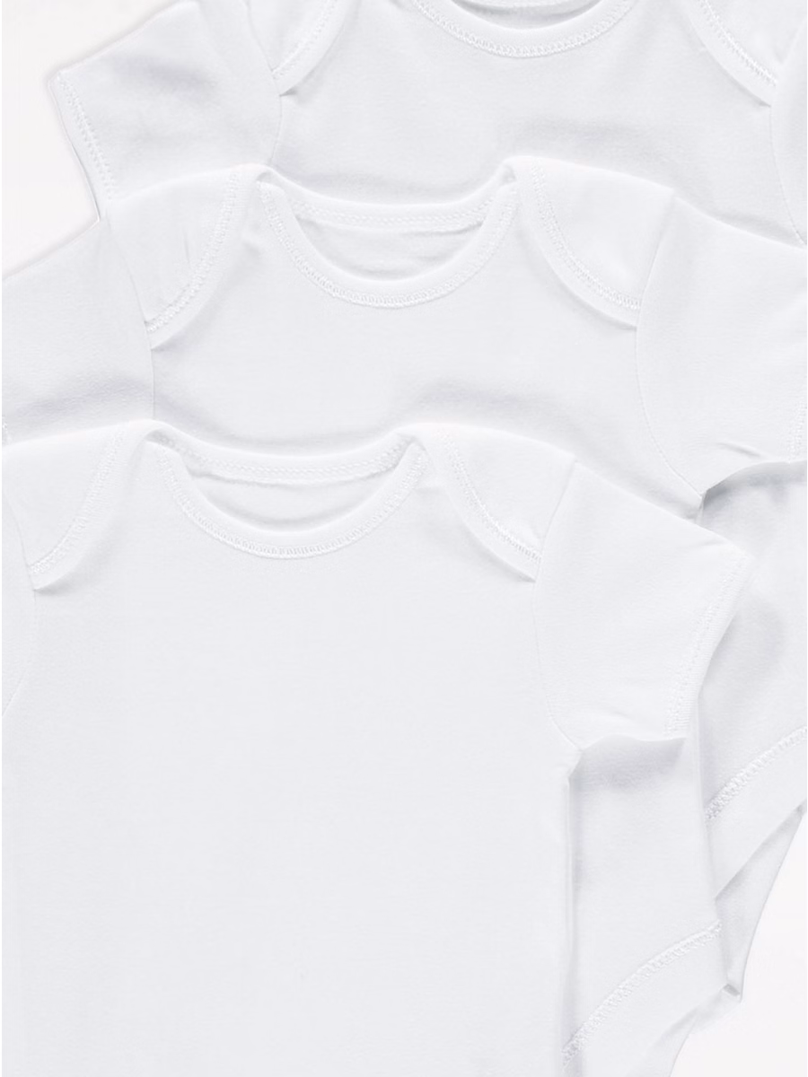 White Short Sleeve Bodysuits 3 Pack detail 1