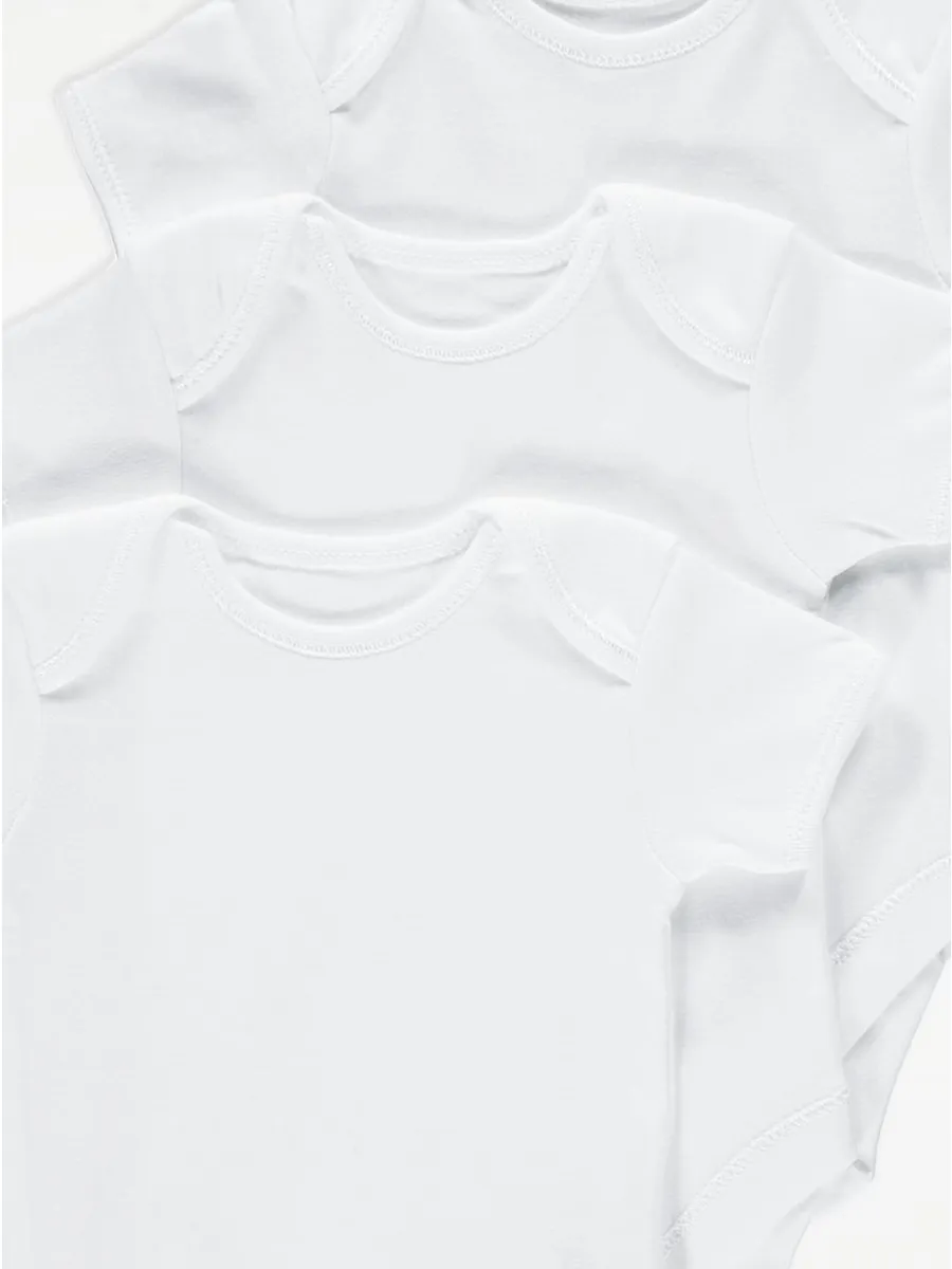 White Short Sleeve Bodysuits 3 Pack