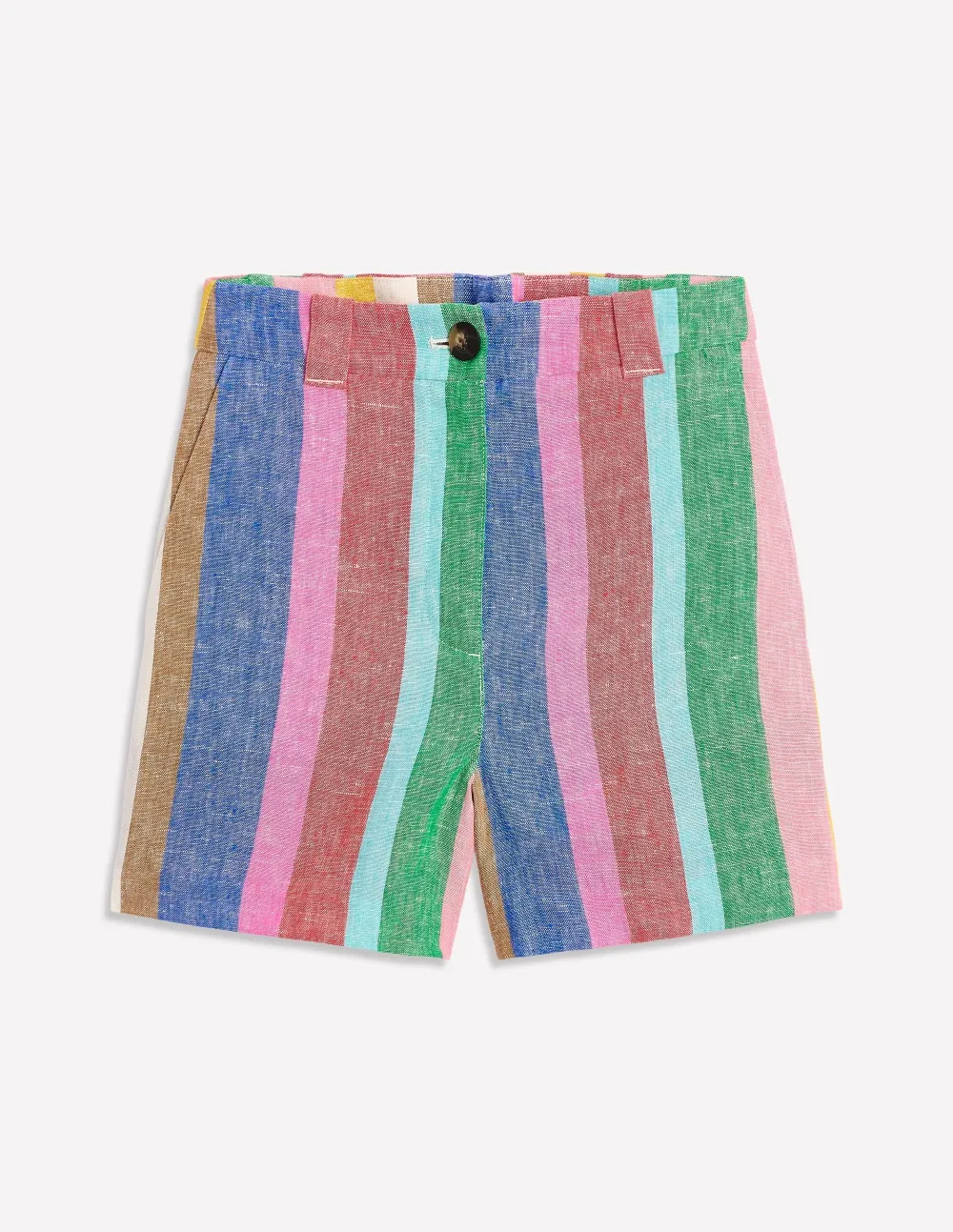 Westbourne Linen Shorts -Bright Rainbow Stripe