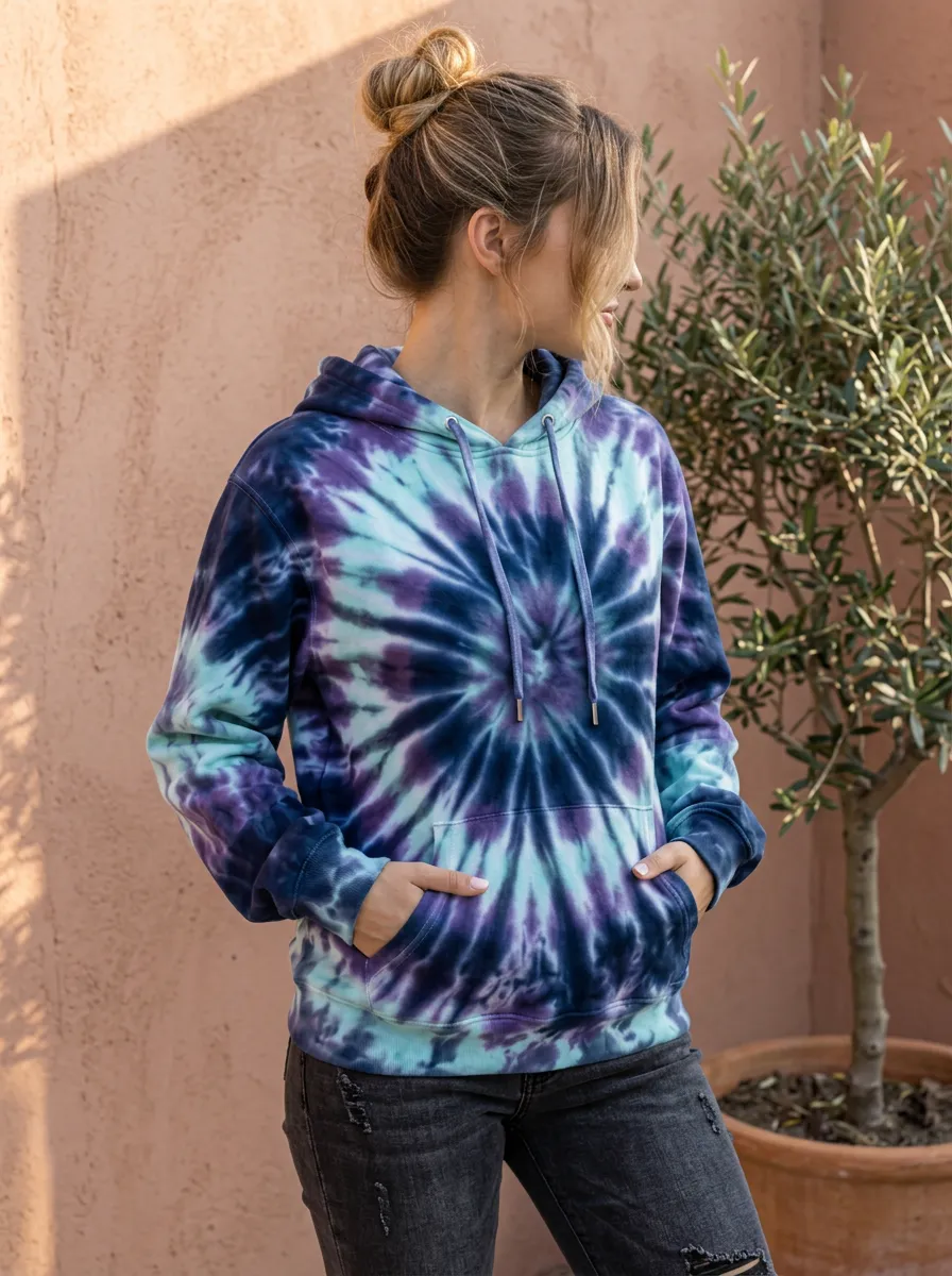 Women's Everyday Spiral Tie-Dye Hooded Sweatshirt