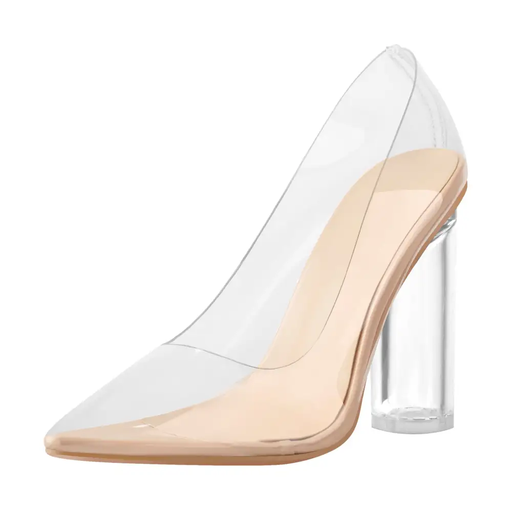 Pointed Toe Transparent Heel Pumps