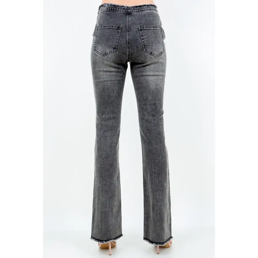 Classic American Bazi V Cut Ruched Flare Pants
